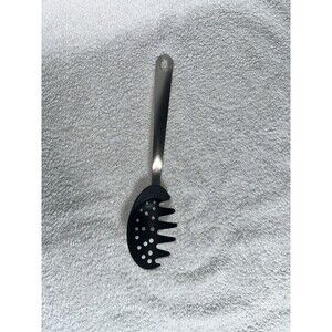 Crate And Barrel Pasta Spaghetti Server Spoon Black Plastic W/ Stainless Handle